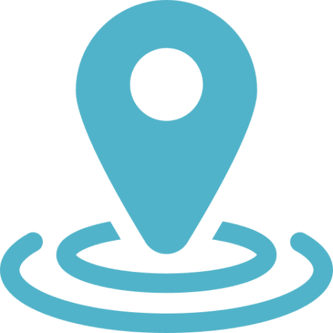 Mask group (45) A blue map pin in the middle of a green background.